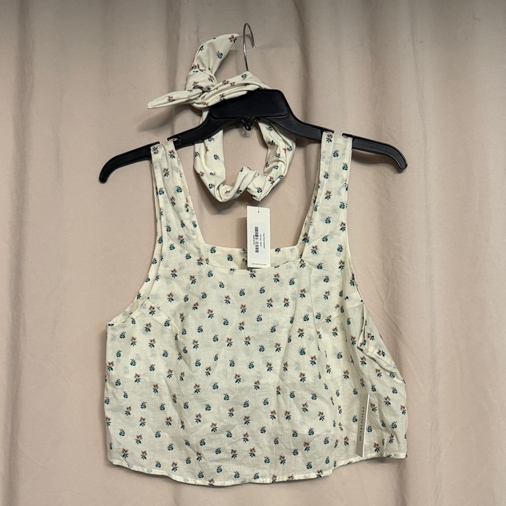 Montce Fruity Floral Crop Top and Headband, Size M, Color Ivory/Green/Pink - Picture 4 of 12